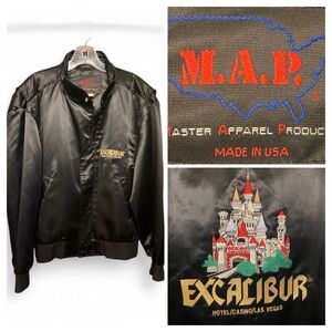 Vintage 90s Excalibur Casino Las Vegas Satin Bomber Jacket